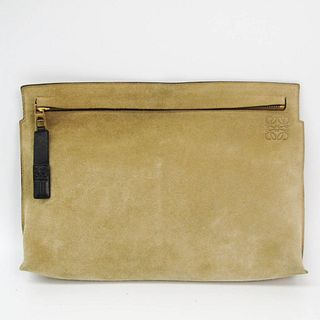 Loewe Unisex Leather,Suede Clutch Bag Beige,Black BF529143
