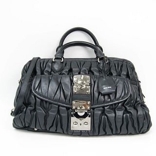 Miu Miu MATELASSE RN0555 Women's Leather Handbag,Shoulder Bag Metallic Black BF529145