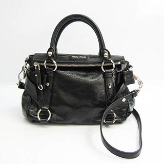 Miu Miu RT0438 Women's Leather Handbag,Shoulder Bag Black BF529299