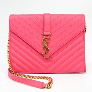 Saint Laurent 347548 Women's Leather Clutch Bag,Shoulder Bag Pink BF529146