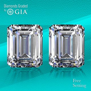 10.09 carat diamond pair Emerald cut Diamond GIA Graded 1) 5.01 ct, Color D, VS1 2) 5.08 ct, Color D, VS2. Unmounted. Appraised Value: $1,166,900 