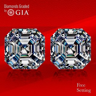 6.49 carat diamond pair Square Emerald cut Diamond GIA Graded 1) 3.14 ct, Color F, IF 2) 3.35 ct, Color F, IF. Unmounted. Appraised Value: $335,200 