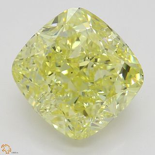4.32 ct, Natural Fancy Intense Yellow Even Color, VS2, Cushion cut Diamond (GIA Graded), Unmounted, Appraised Value: $203,000 