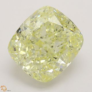 3.38 ct, Natural Fancy Yellow Even Color, VVS1, Cushion cut Diamond (GIA Graded), Unmounted, Appraised Value: $78,700 