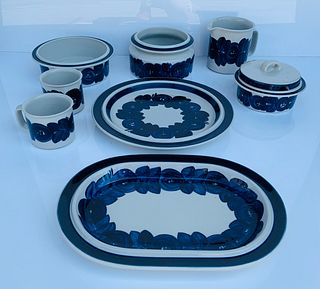 Set of  8 Hand Painted Serving Dishes by Arabia Finland