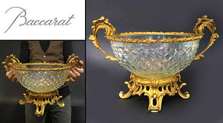 Large 19th C French Bronze/Baccarat Crystal Centerpiece