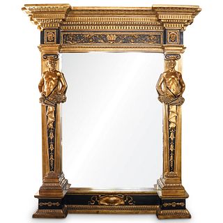 Monumental Renaissance Style Gilt Figural Mirror