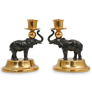 Pair Of Silver Plated Elephant Candle Holders