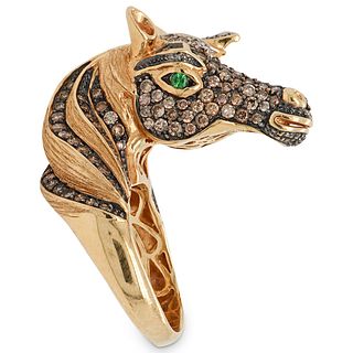 Designer 18k Gold and Diamond Horse Head Ring