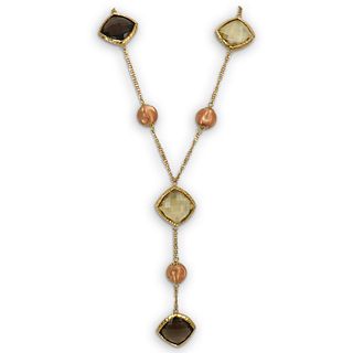 Italian 18k Gold and Topaz Necklace