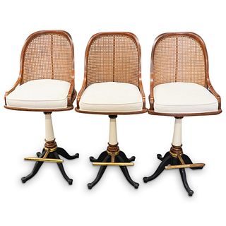 (3Pc) Drexel Cane Bar Chairs