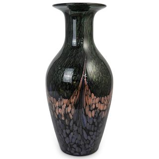 Murano Green & Gold Glass Vase