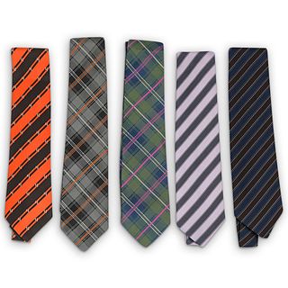 (5 Pcs) Hermes Silk Necktie Group - Plaids & Stripes