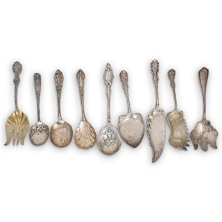 (9Pc) Ornate Sterling Flatware Collection