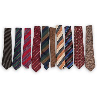 (10 Pcs) Gucci Vintage Silk Necktie Group - Assorted Pattern