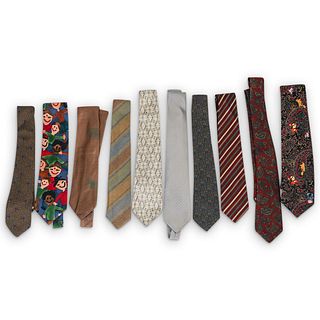 (10 Pcs) Assorted Vintage Silk Necktie Group