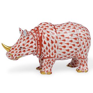Herend Porcelain Fishnet Rhino Figurine