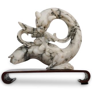 Antique Italian Carved Marble Serpent Sculpture