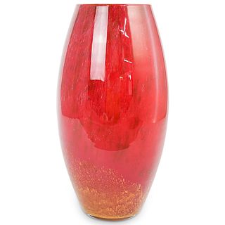 Murano Large Red Crystal Art Glass Vase
