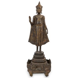 Ayutthaya Gold Gilt Bronze Crowned Buddha