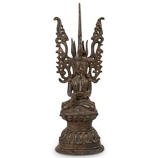 Bronze Burmese Crowned Seated Shan Buddha