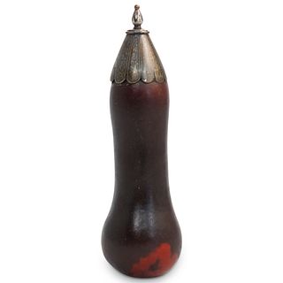 Caucasian Silver Topper Handcrafted Gourd Powder Flask