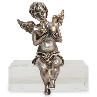 Sam Philipe "Seated Angel with Doves" Silver Sculpture