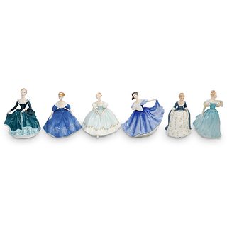 ( 6 Pcs) Royal Doulton Porcelain Lady Figurines Set - Blue