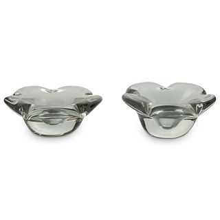(2 Pcs) Daum French Crystal Candle Holders