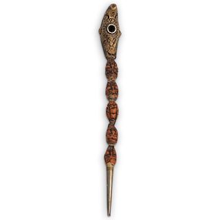 Oriental Figural Carved Opium Pipe