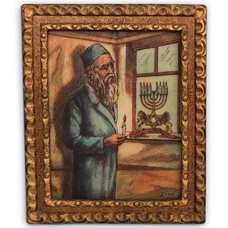Framed Judaica Artini Etching