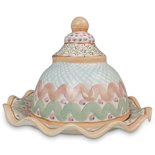 MacKenzie-Childs Ceramic Lidded Cupcake Plate