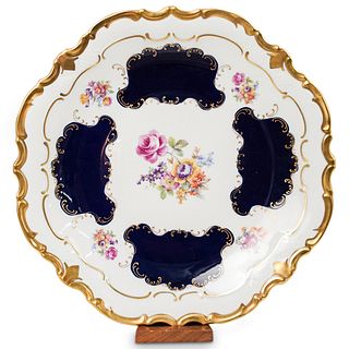 Reichenbach Porcelain Floral Cobalt Plate