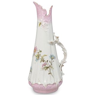 Antique Floral Porcelain Pitcher