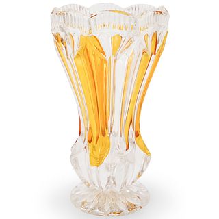 Yellow Crystal Cut Vase
