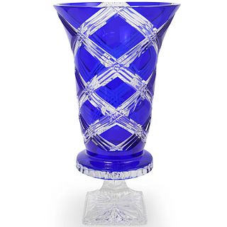 Cobalt Crystal Cut Vase