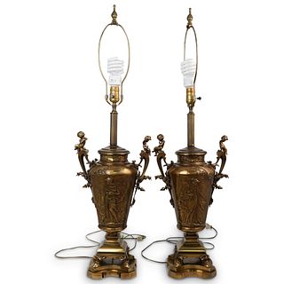 Auguste De Wever (1856-1910) Figural Bronze Lamps