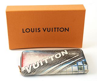 Louis Vuitton Limited Edition Multicolor Race Zippy Wallet, the calf leather race monogram with golden brass accent zipper, opening to two card holder