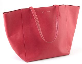 Celine Pink Leather Tote Bag, with a silver brass hardware, opening to a pink leather interior with a side zipper pouch and two open pockets, H.- 11 i