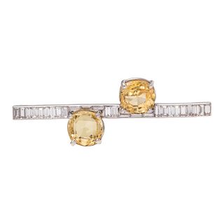 CARTIER, VINTAGE, YELLOW SAPPHIRE AND DIAMOND BROOCH
