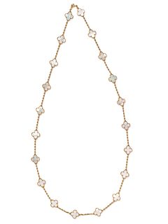 VAN CLEEF & ARPELS, YELLOW GOLD AND MOTHER-OF-PEARL 'ALHAMBRA' NECKLACE