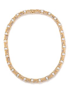 BVLGARI, YELLOW GOLD, DIAMOND AND CULTURED PEARL NECKLACE