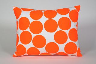 Fluorescent Orange Dot Throw Pillow