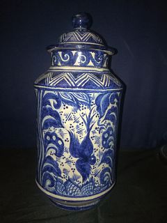 Tall Geometric Vase with Lid 