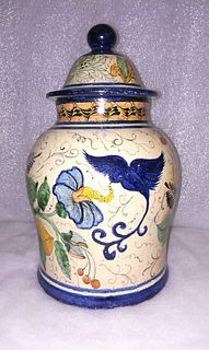 White Background Vase with bird and flower