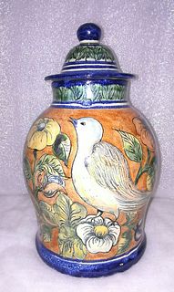 White Bird Vase with Lid 