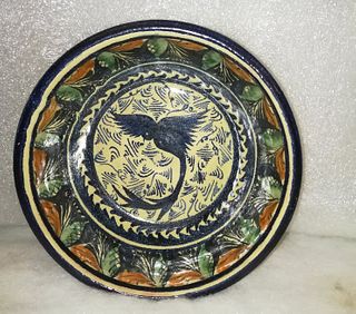 Round Dish with Long Tailed Bird
