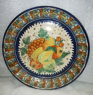 Round Plate with Fruit Decorations 