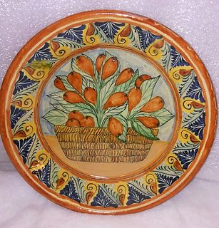 Round Plate with Fruit Basket Design 
