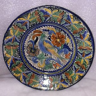 Round Dish with Bird and Flowers